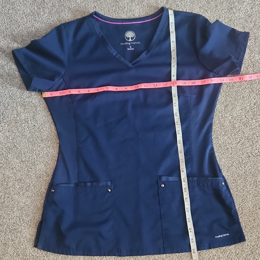 Healing Hands Women's Navy Blue Scrub Top